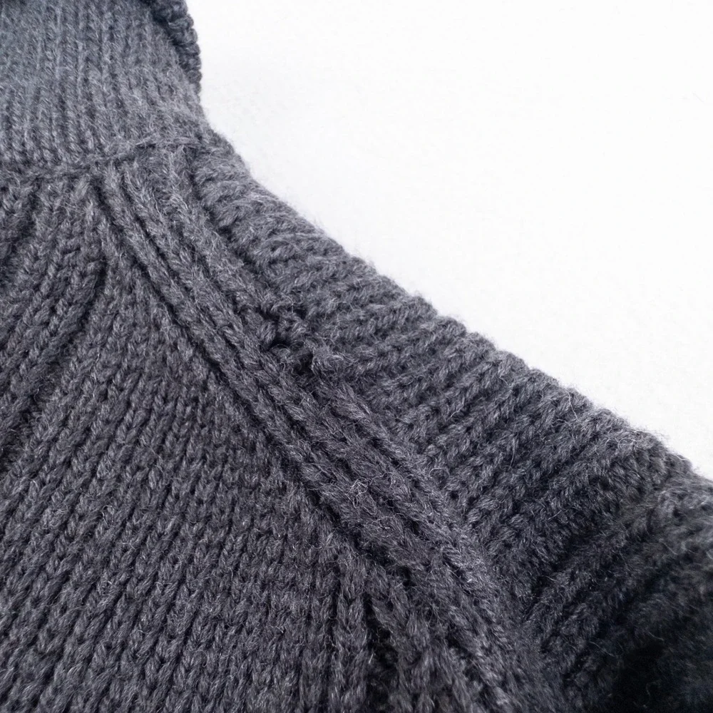 Banana Republic Mens Fine Italian Merino Wool Full Zip Sweater Large Gray Ribbed